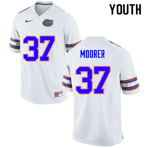 Youth #37 Patrick Moorer Florida Gators College Football Jerseys Sale-White - Click Image to Close